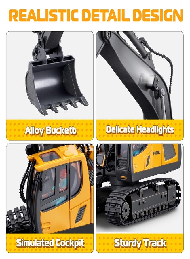 Samtop Remote Control Excavator Toys, 11 Channel 1:20 RC Construction Vehicles, 680° Rotation Hydraulic Car Toys for 6 7 8 9 10 11 12 Year Old Boys Kids, RC Truck Digger Toys Christmas Birthday Gifts - Image 4